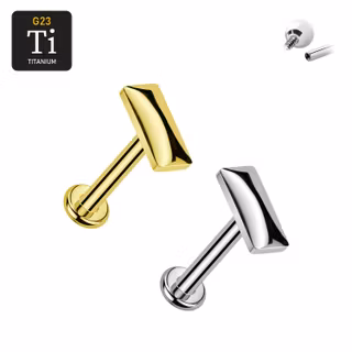 Titanium labret 1.2mm invändigt gängad - Rundad fyrkantig topp