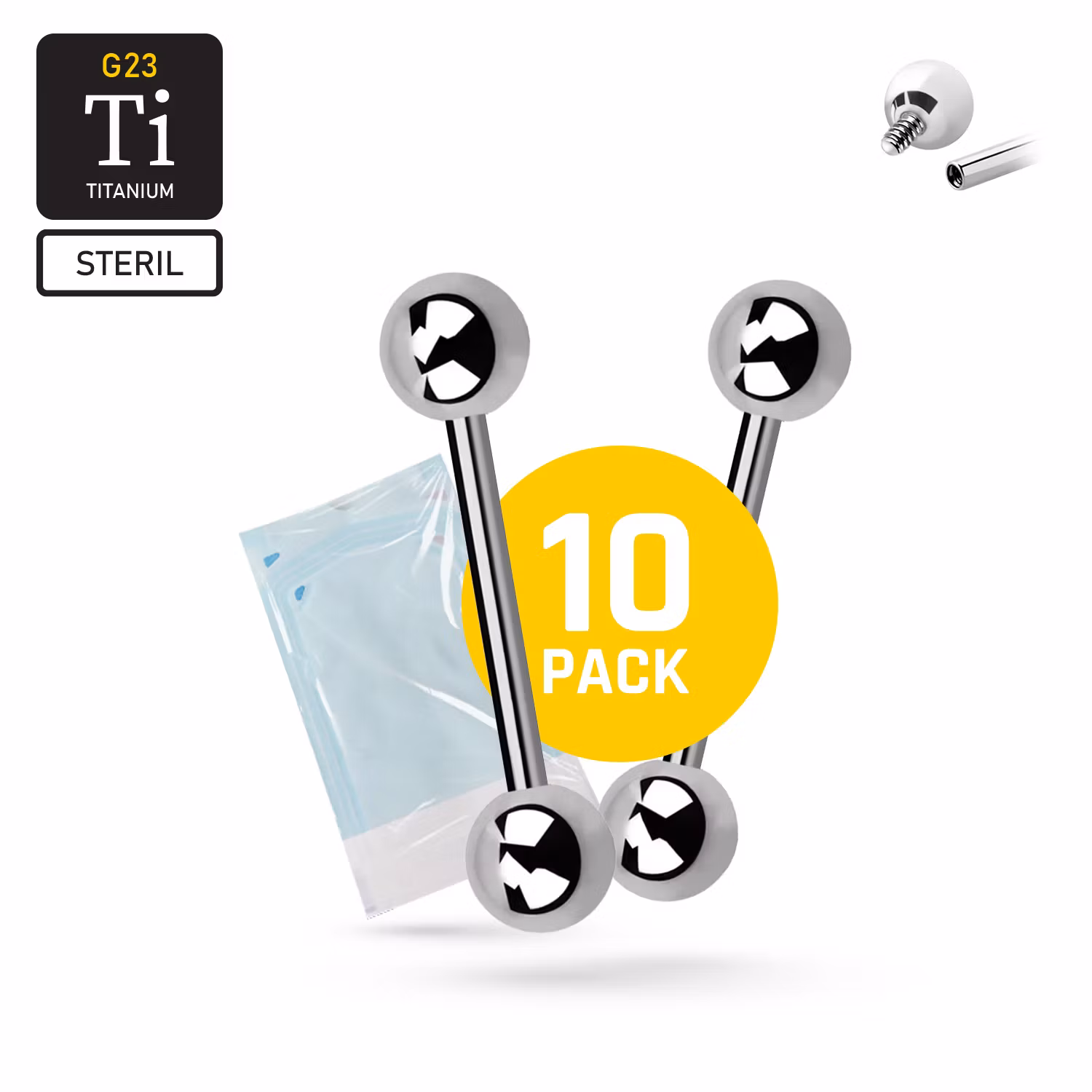 BULK 10-pack invändigt gängad barbell 1.6mm / 5mm