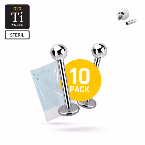 BULK 10-pack invändigt gängad labret 1.2mm / 3mm