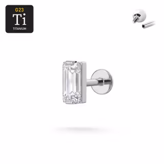 Titanium labret 1.2mm invändigt gängad med rektangulär cz