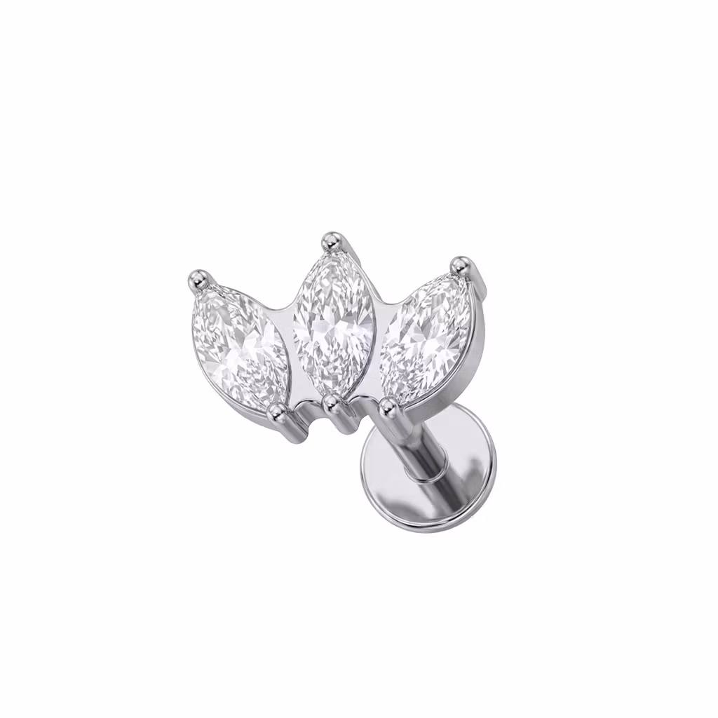 Labret i titanium 1.2mm - 3st navettslipade cubic zirconia