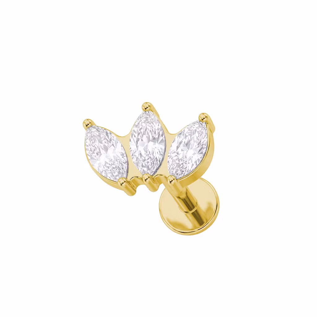 Labret i titanium 1.2mm - 3st navettslipade cubic zirconia