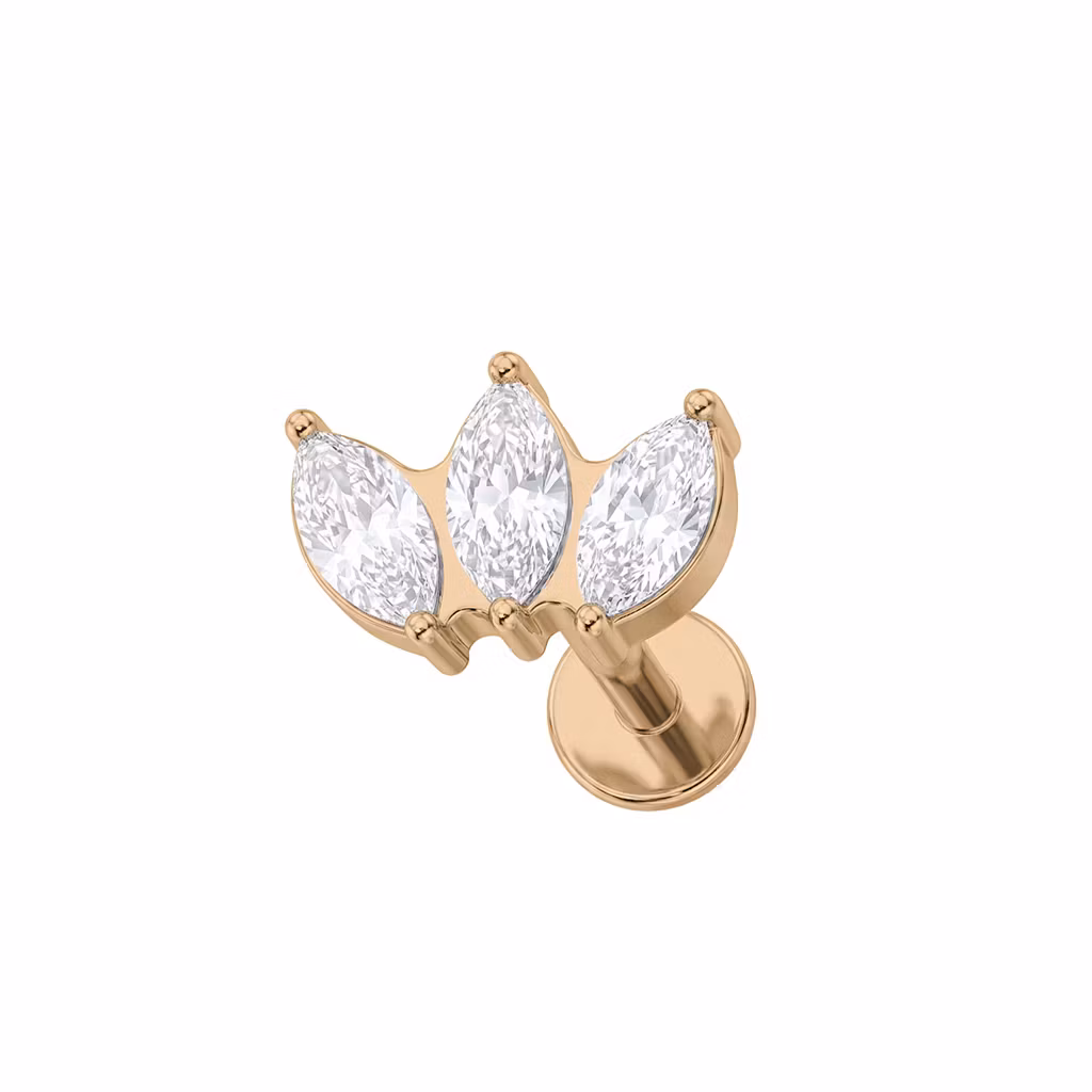 Labret i titanium 1.2mm - 3st navettslipade cubic zirconia