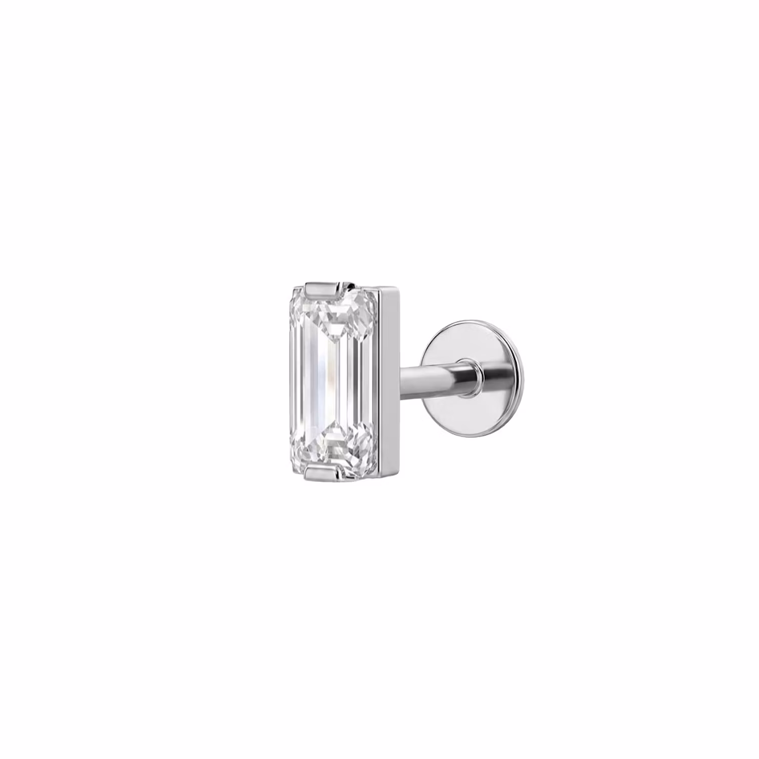 Titanium labret 1.2mm invändigt gängad med rektangulär cz
