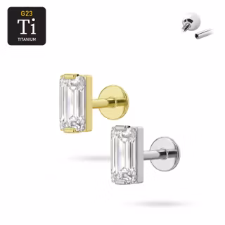 Titanium labret 1.2mm invändigt gängad med rektangulär cz