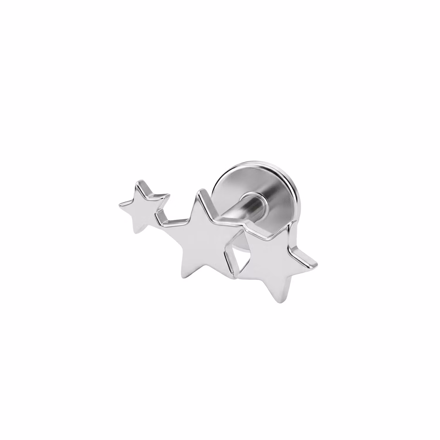 Titanium labret 1.2mm invändigt gängad med topp med tre stjärnor