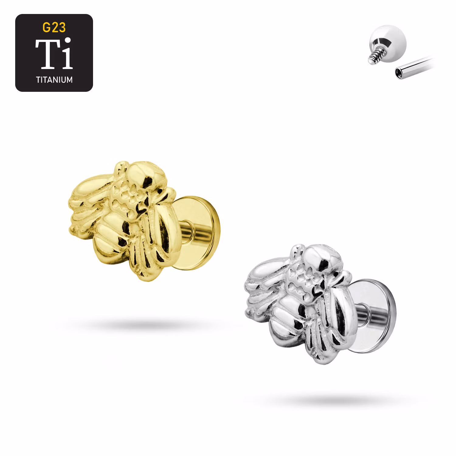 Titanium labret 1.2mm invändigt gängad - bi