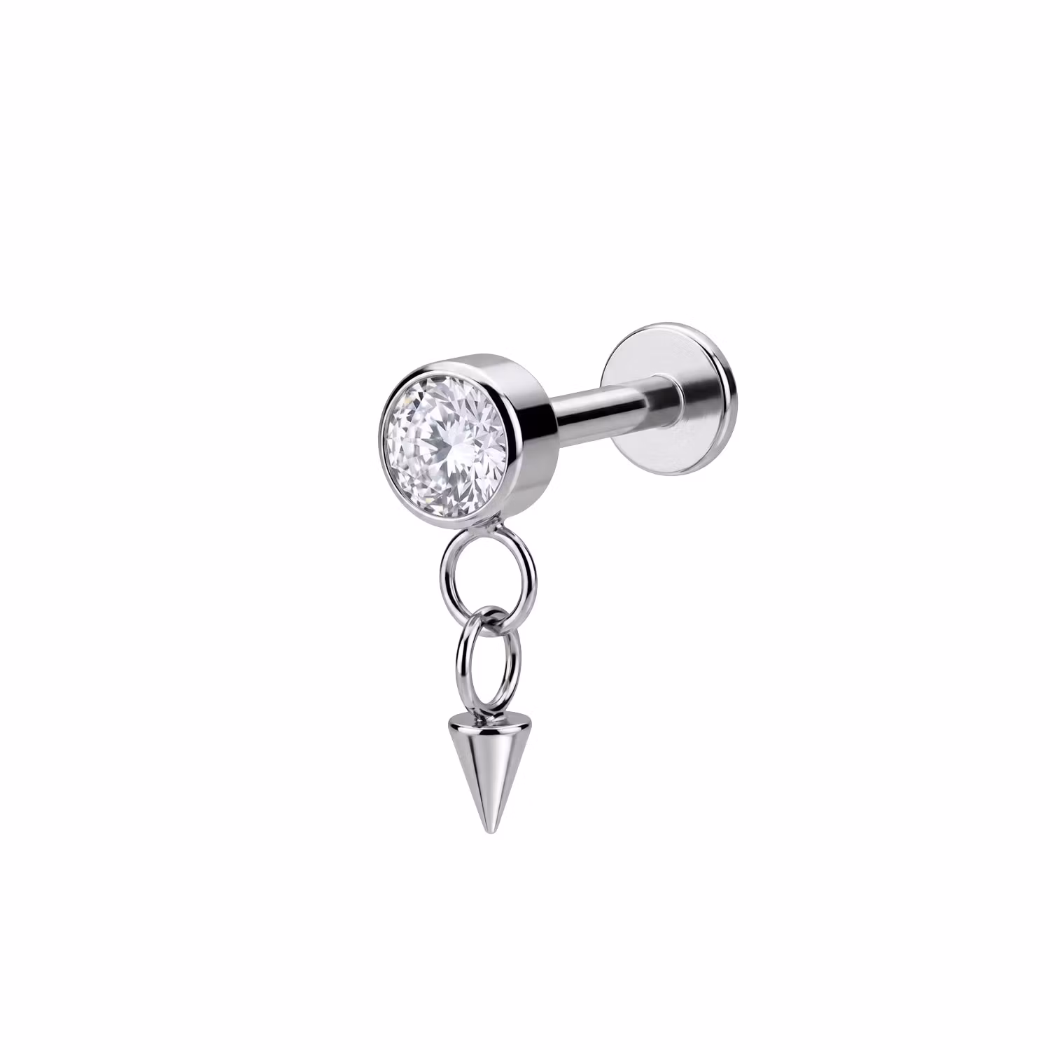 Titanium labret 1.2mm invändigt gängad med cz och hänge med kon