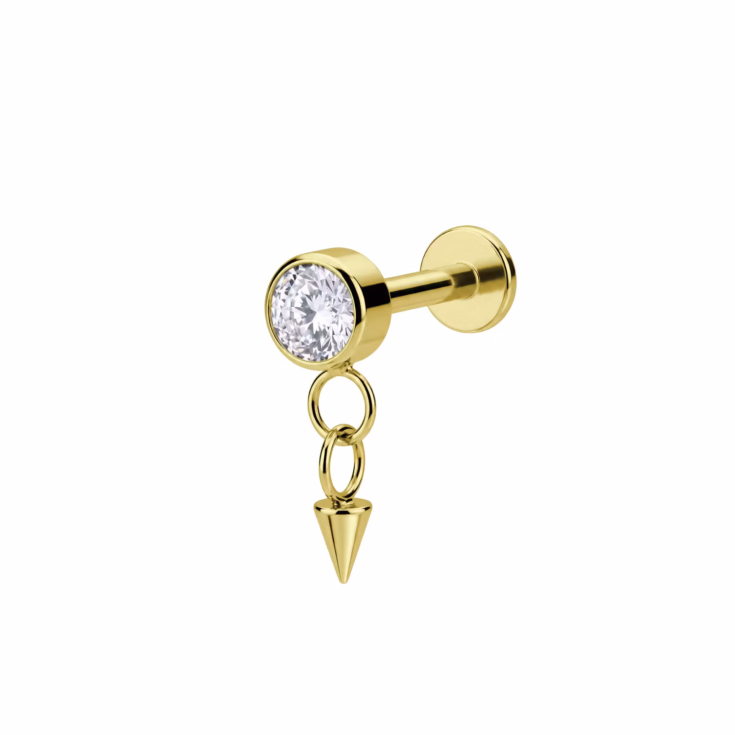 Titanium labret 1.2mm invändigt gängad med cz och hänge med kon