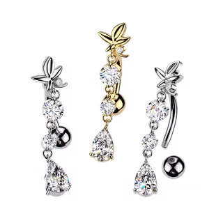 Navelsmycke "reverse drop" med cubic zirconia