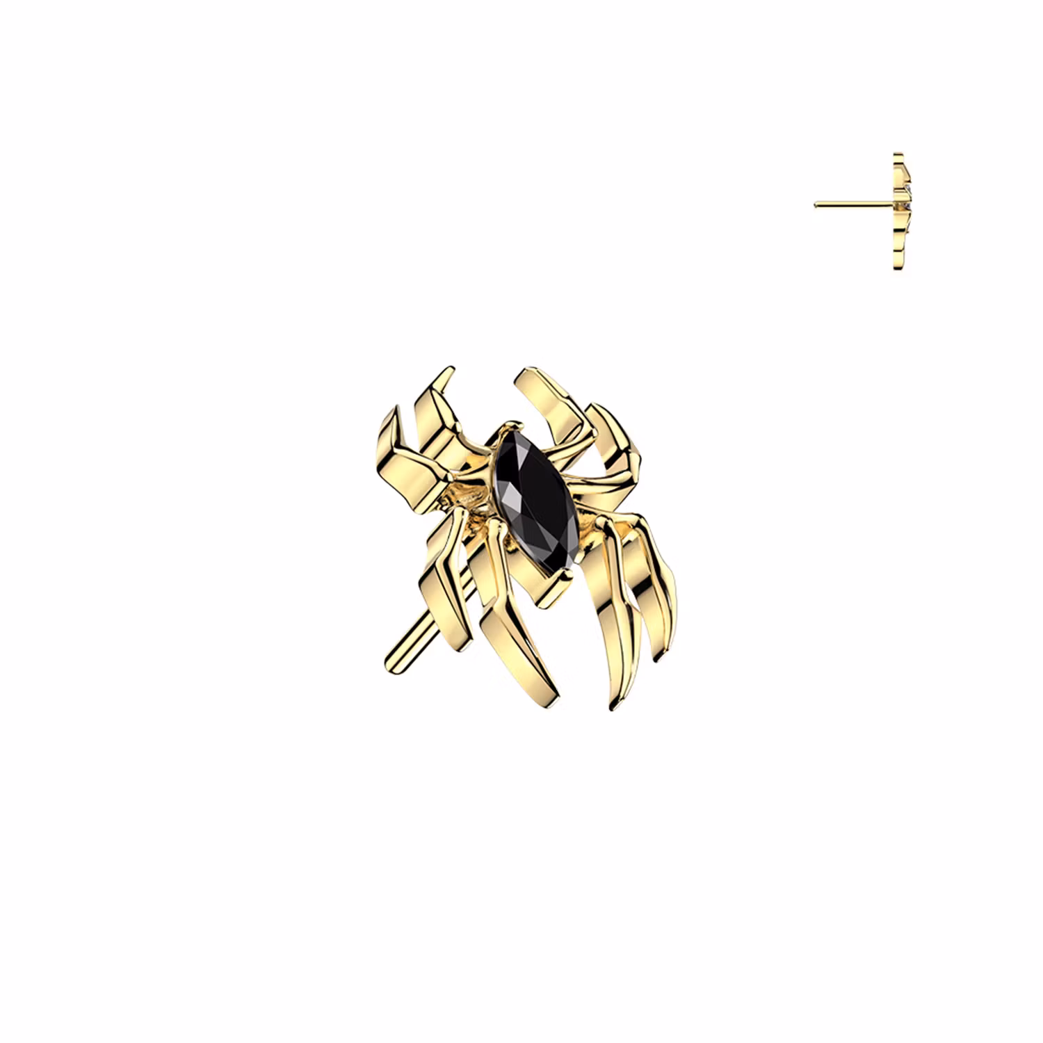 Threadless topp - Spindel med Marquise CZ