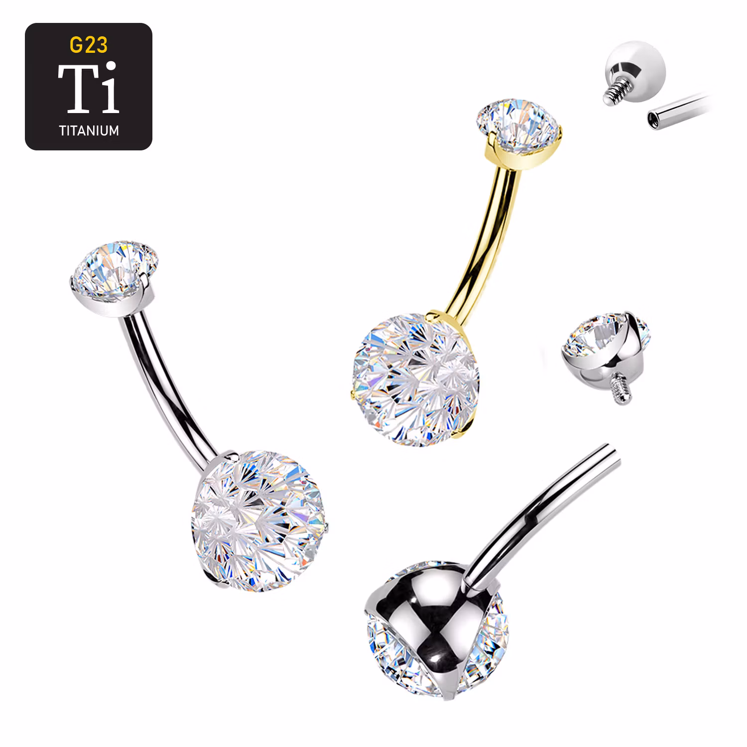 "Fireworks" Titanium Banana invändigt gängad 1.6mm med fireworks CZ