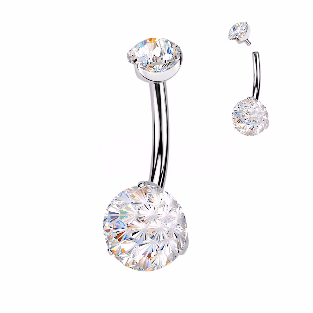 "Fireworks" Titanium Banana invändigt gängad 1.6mm med fireworks CZ