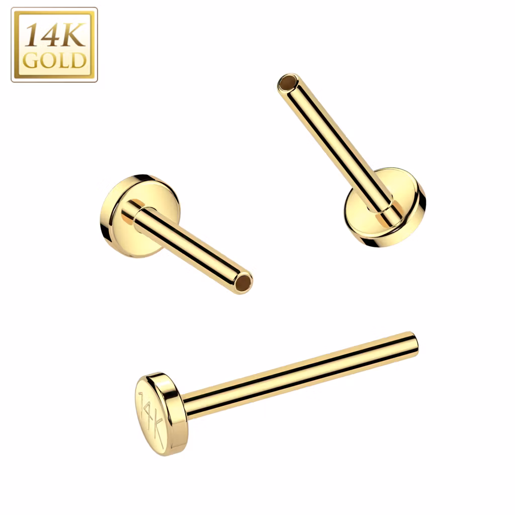 14 karat threadless labret 0.8mm med 2.5mm bas