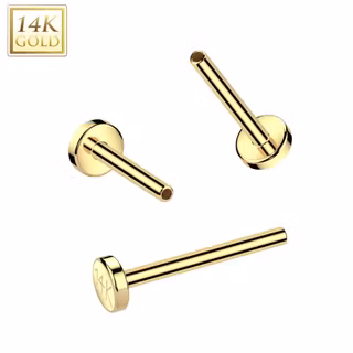 14 karat threadless labret 0.8mm med 2.5mm bas