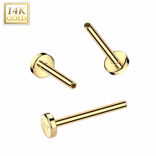 14 karat threadless labret 0.8mm med 2.5mm bas