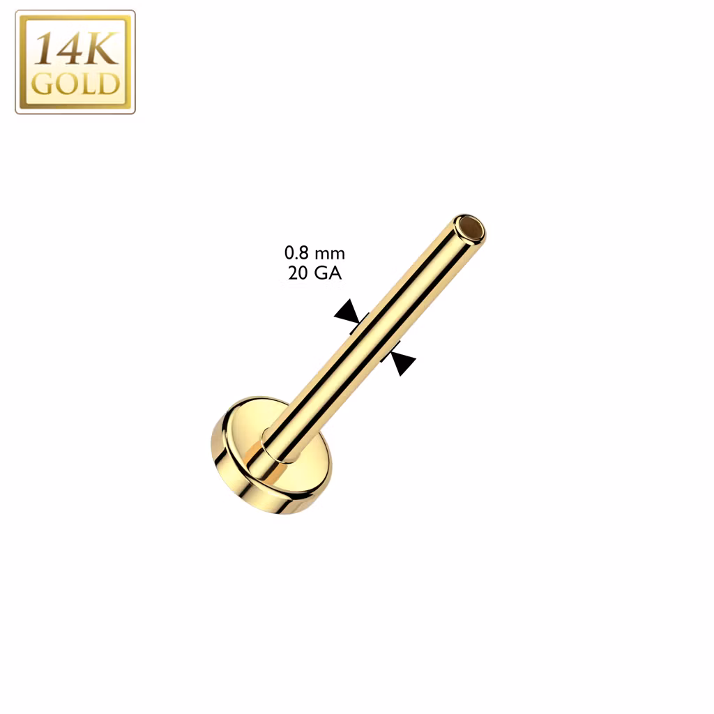 14 karat threadless labret 0.8mm med 2.5mm bas