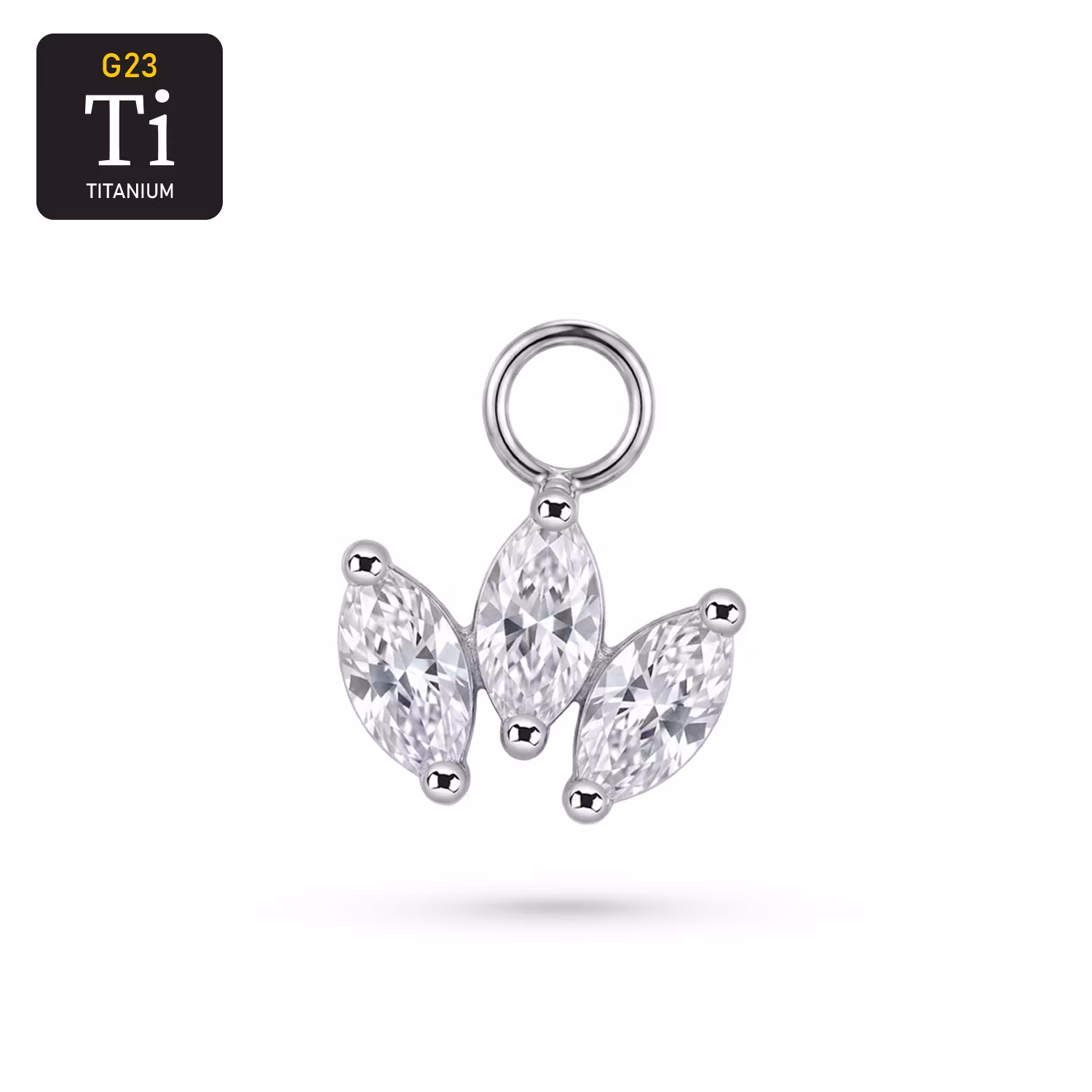 Hänge i Titan med Tre Navettslipade CZ – Charm / Add-on till Ringar & Smycken