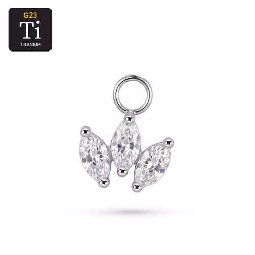Hänge i Titan med Tre Navettslipade CZ – Charm / Add-on till Ringar & Smycken