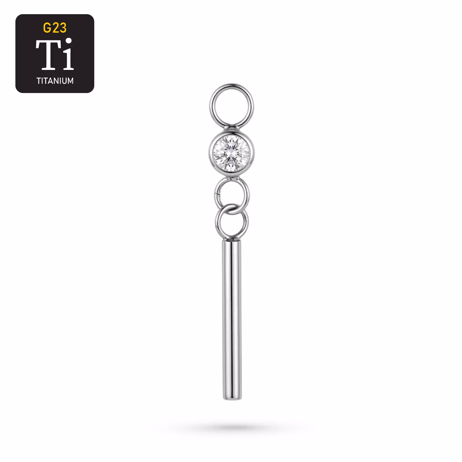 Hänge i titan med CZ & hängande stav – Charm / Add-on