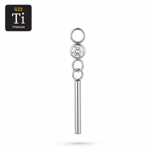 Hänge i titan med CZ & hängande stav – Charm / Add-on