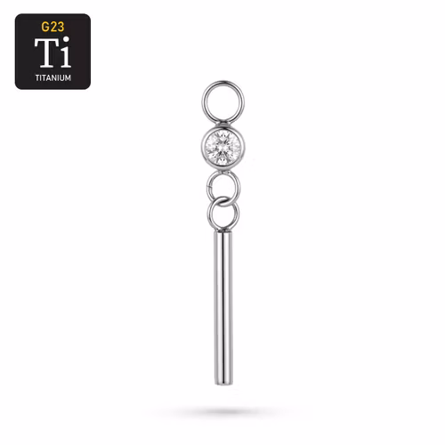 Hänge i titan med CZ & hängande stav – Charm / Add-on