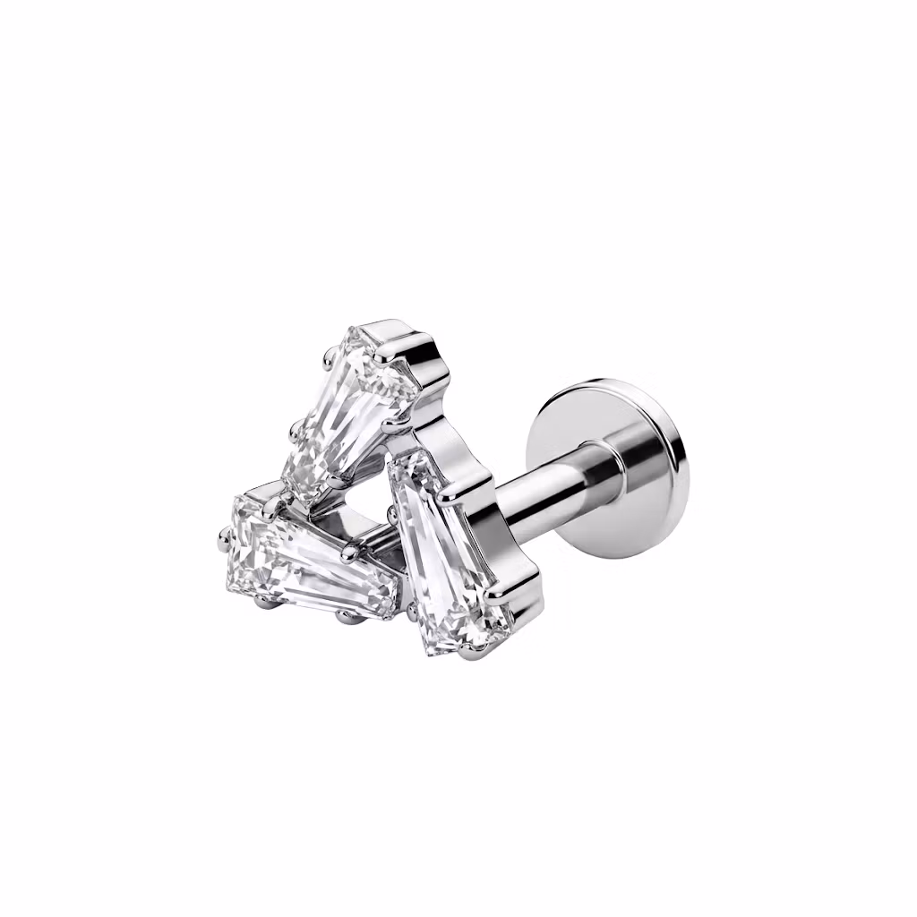 1.2mm Labret i titan med triangulär CZ-virvel - invändigt gängad