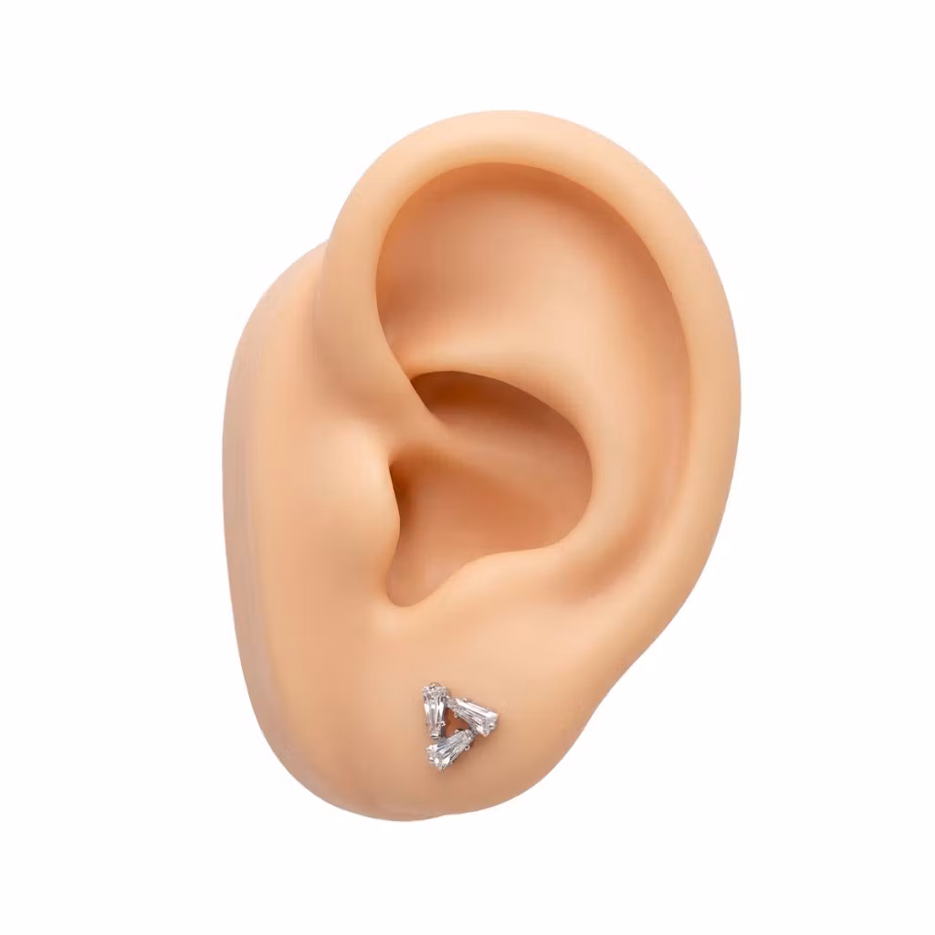 1.2mm Labret i titan med triangulär CZ-virvel - invändigt gängad