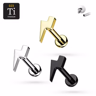 1.2mm Labret i titan med blixt - invändigt gängad