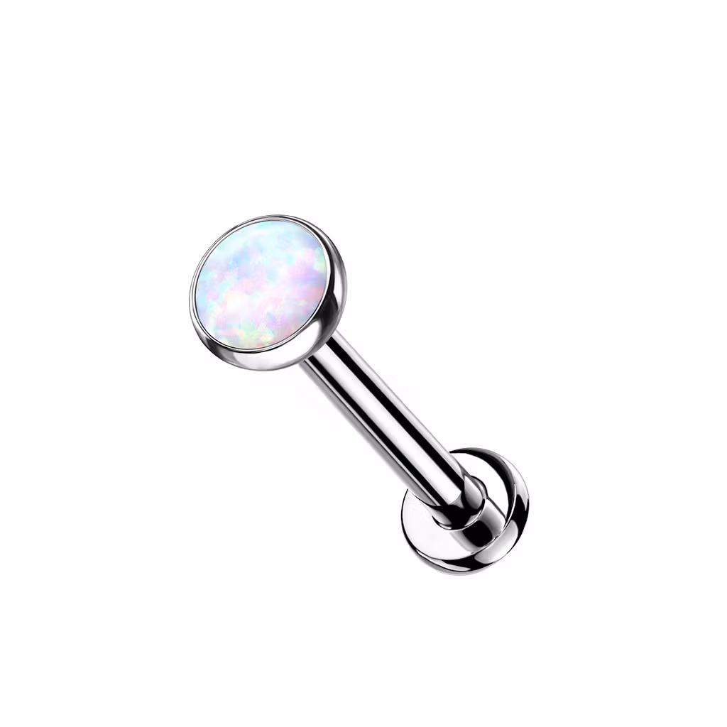 1.2mm Labret i titan med opalit (3 eller 4mm) - invändigt gängad