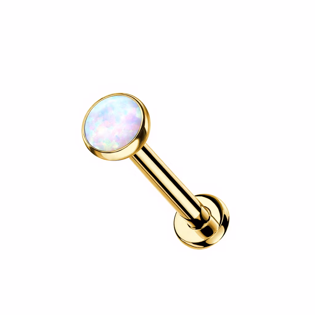 1.2mm Labret i titan med opalit (3 eller 4mm) - invändigt gängad