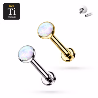 1.2mm Labret i titan med opalit (3 eller 4mm) - invändigt gängad