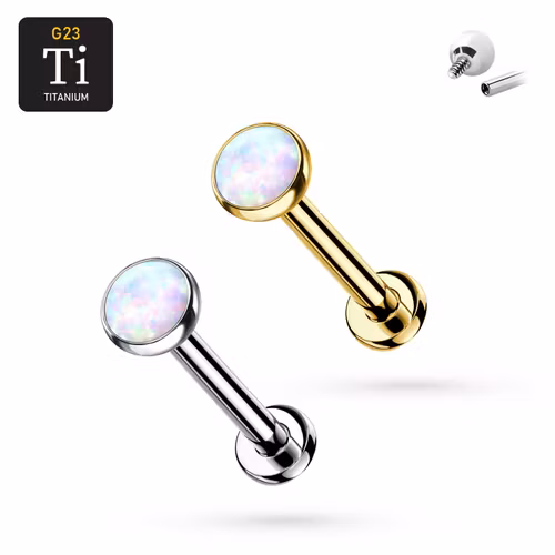 1.2mm Labret i titan med opalit (3 eller 4mm) - invändigt gängad