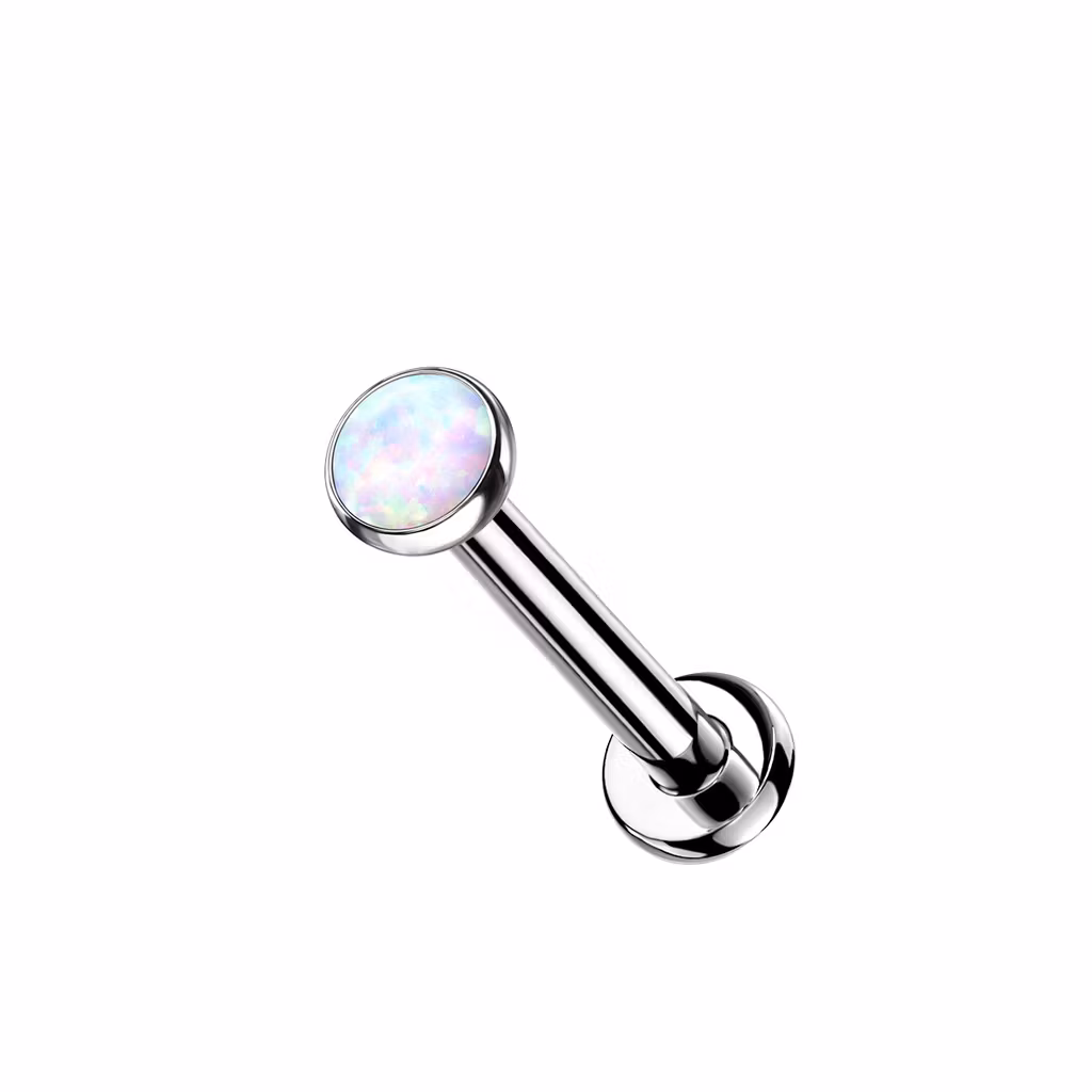 1.2mm Labret i titan med opalit (3 eller 4mm) - invändigt gängad
