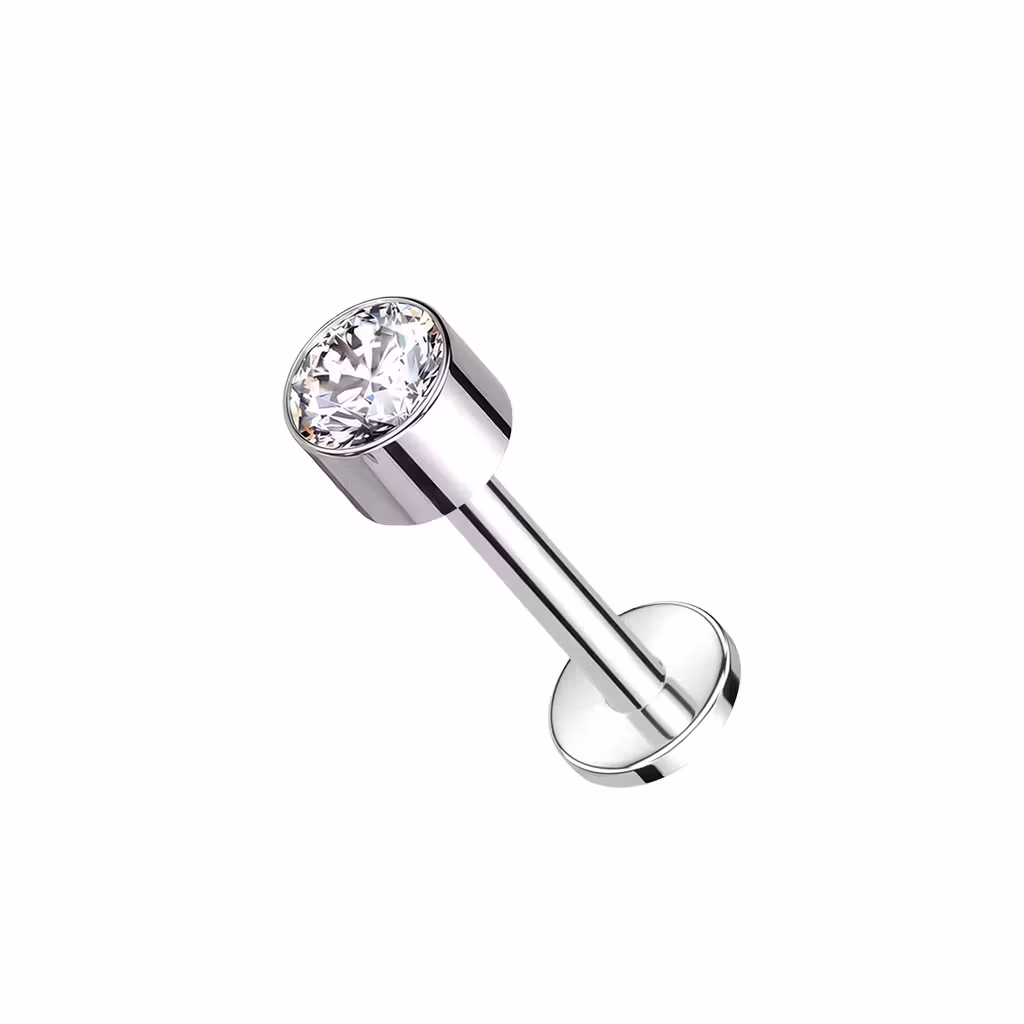 1.2mm Labret i titan med 4mm CZ - invändigt gängad