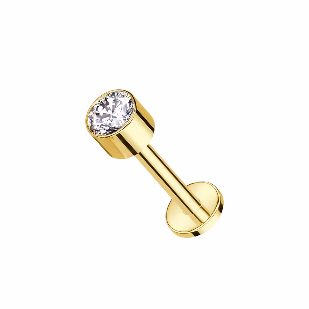 1.2mm Labret i titan med 4mm CZ - invändigt gängad