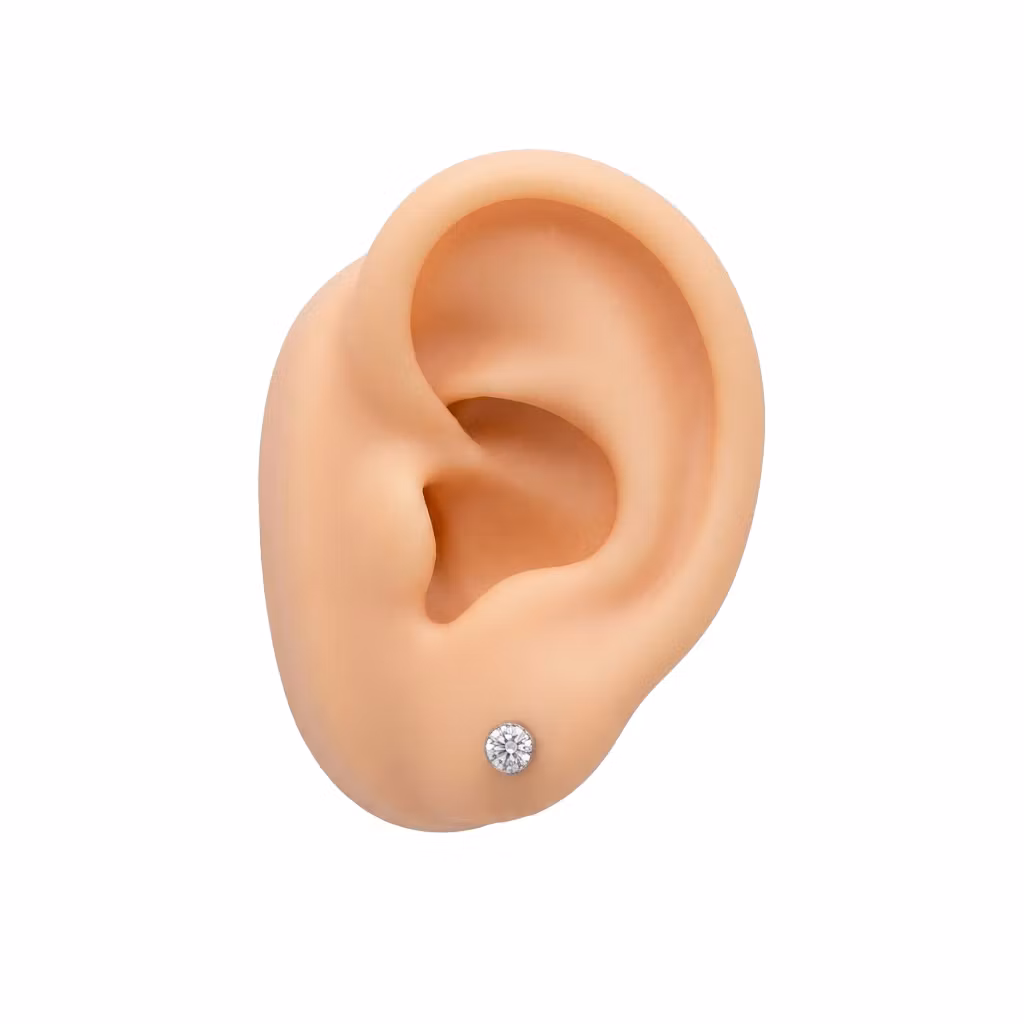 1.2mm Labret i titan med 4mm CZ - invändigt gängad