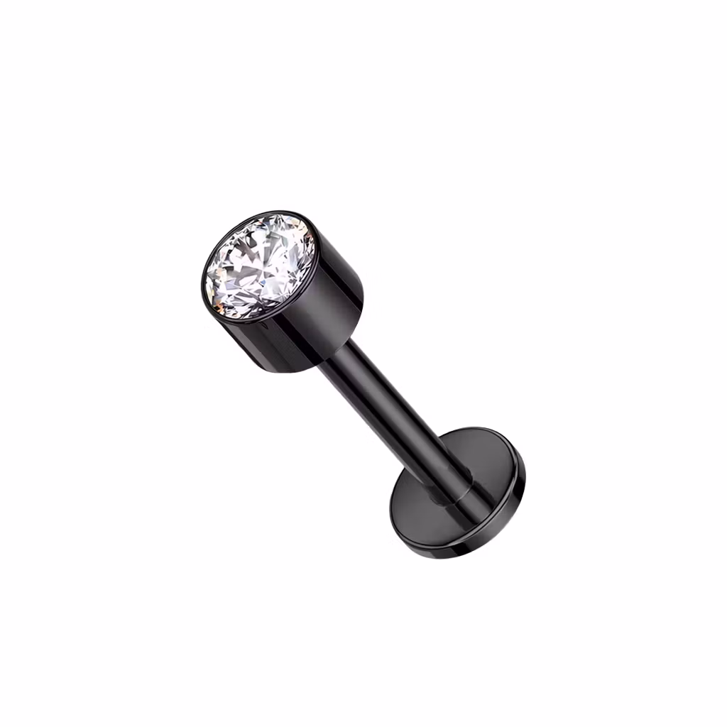 1.2mm Labret i titan med 4mm CZ - invändigt gängad