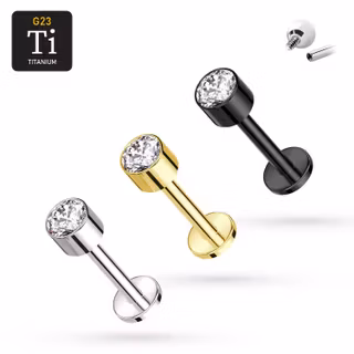 1.2mm Labret i titan med 4mm CZ - invändigt gängad
