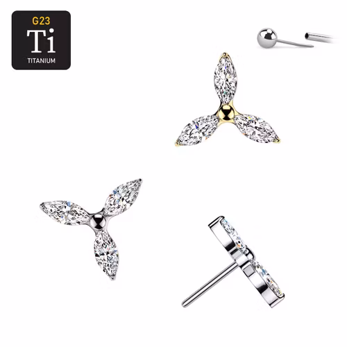 Threadless topp i titanium - Trinity marquise flower