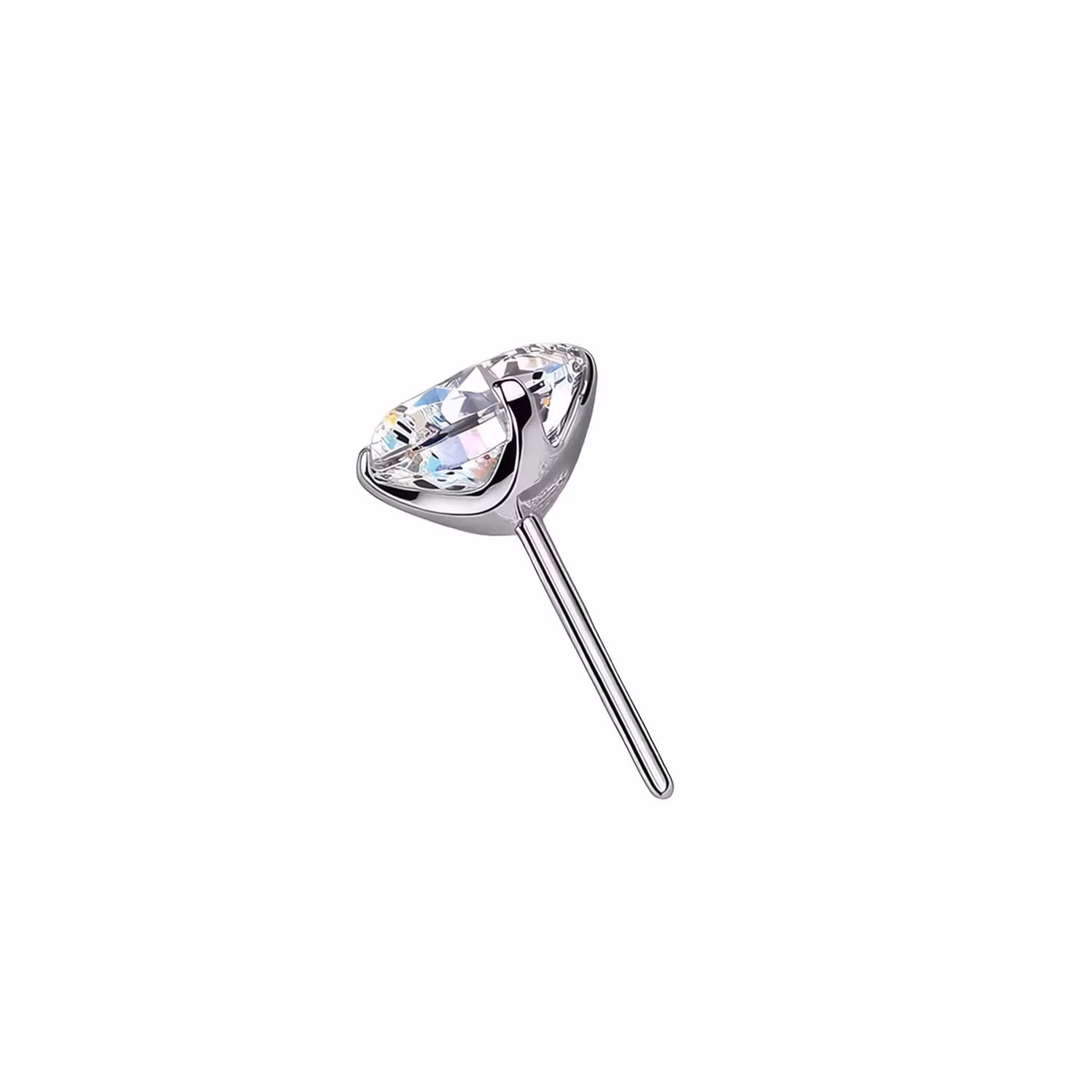 Threadless topp i titanium - Prong-set Moissanite