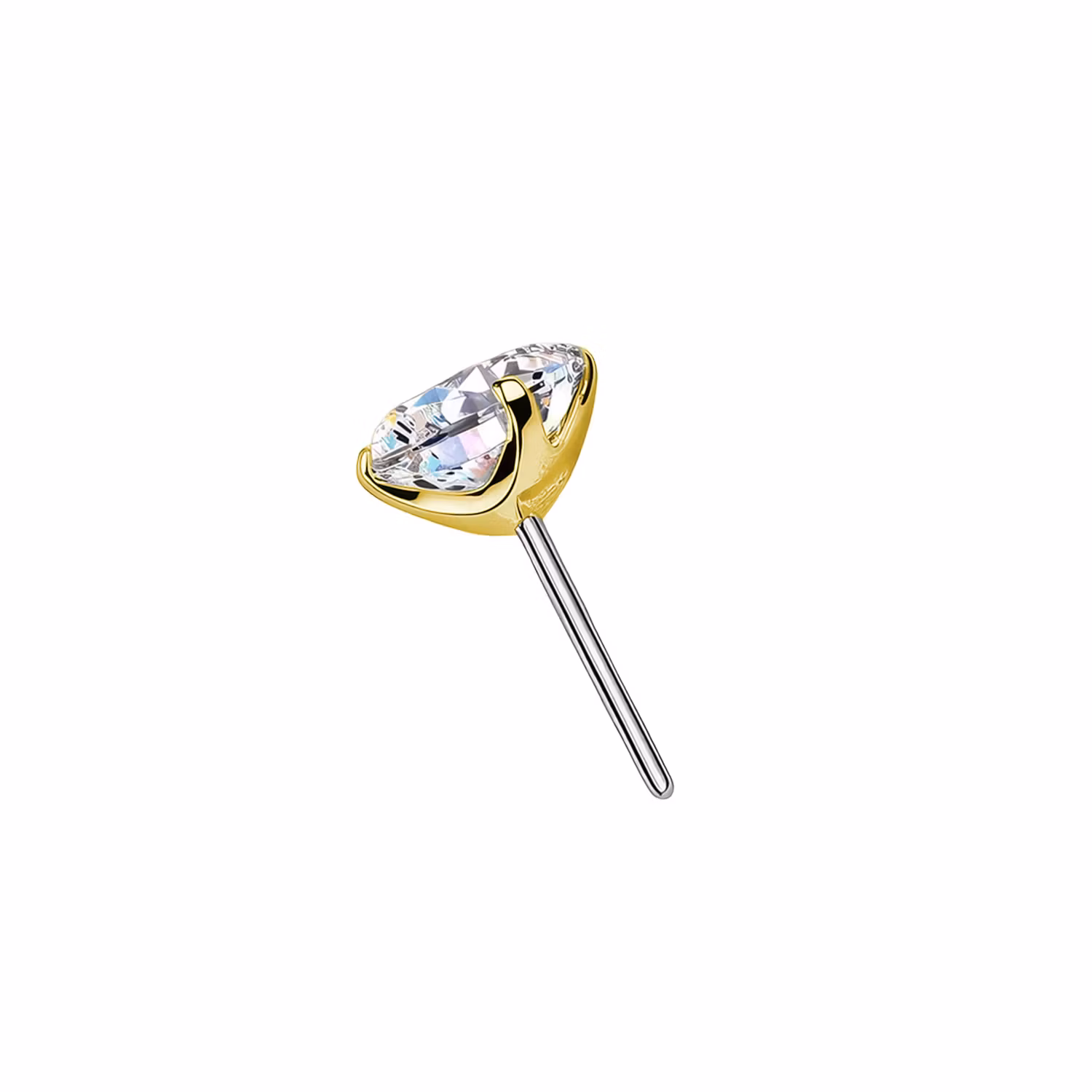 Threadless topp i titanium - Prong-set Moissanite