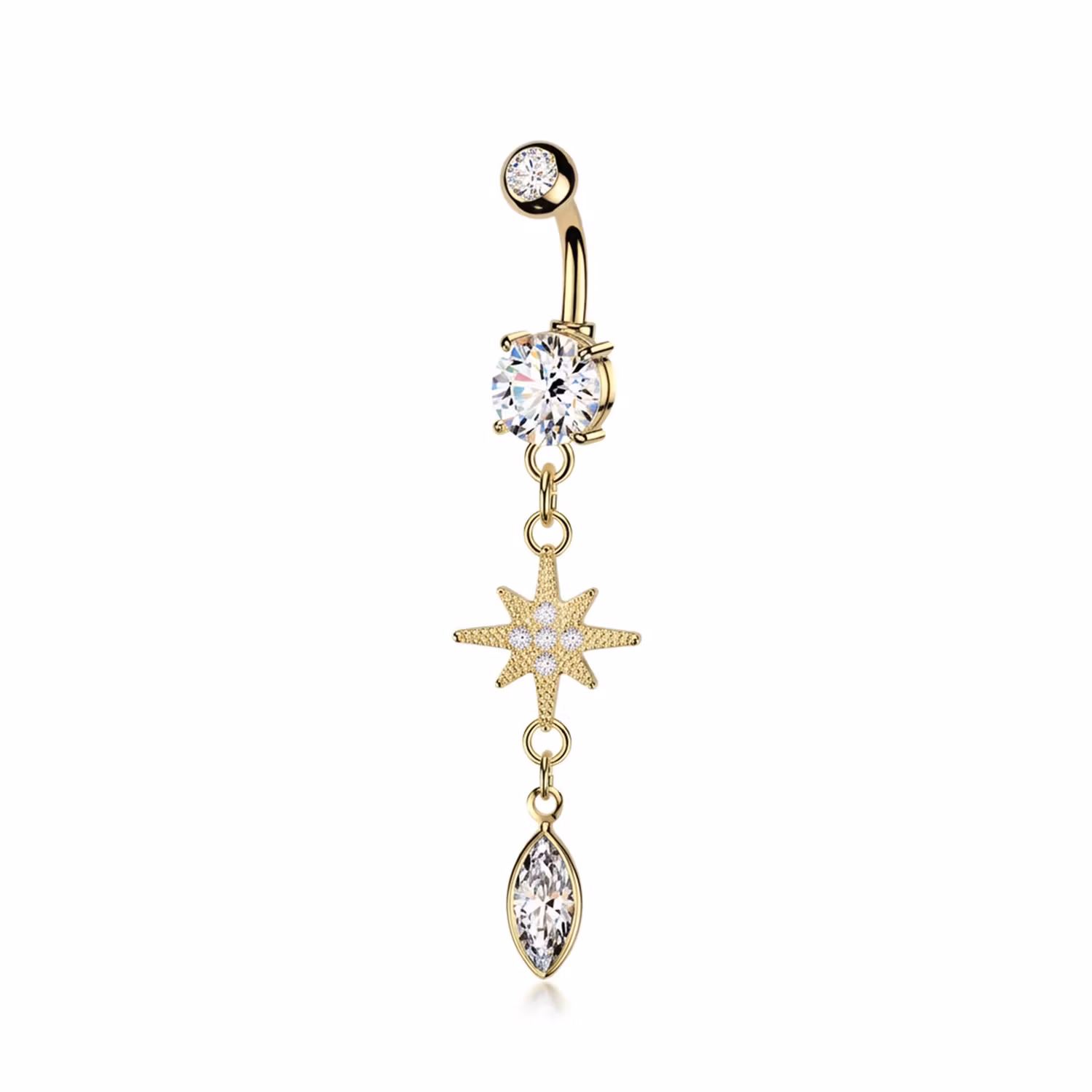 Navelpiercing med Glittrande Stjärna & Marquise CZ