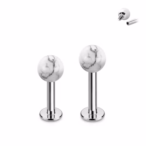 Labret 1.2mm i kirurgiskt stål med 4mm natursten - invändigt gängad