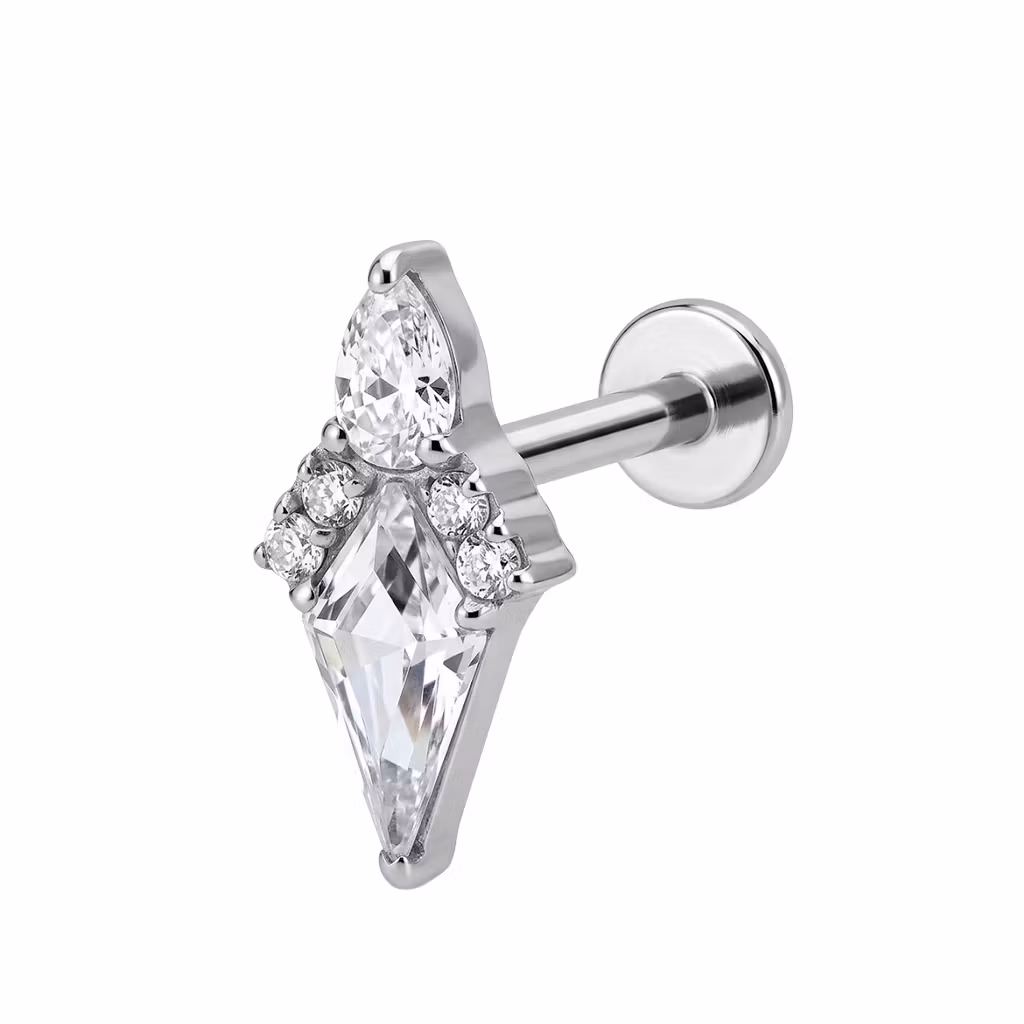 1.2mm Labret i titan med diamantformad CZ - invändigt gängad