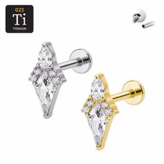 1.2mm Labret i titan med diamantformad CZ - invändigt gängad