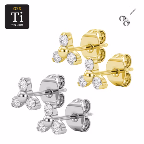 Titanium örhängen - Trinity med cz (par)