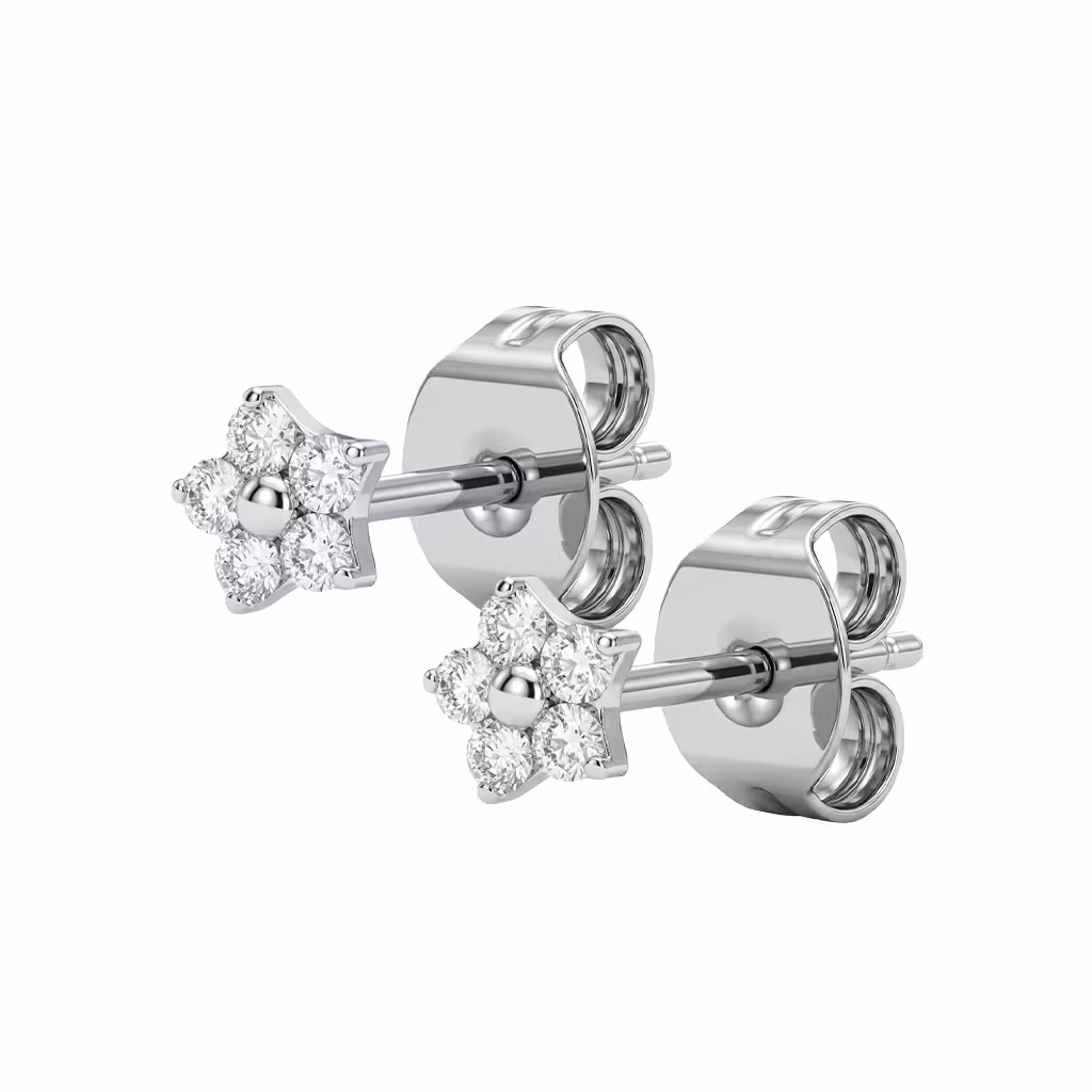 Titanium örhängen - Liten blomma med klar CZ (par)
