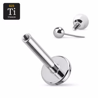 Threadless labret i titan med gängat hål – passar threadless & invändigt gängat (1.2 mm)