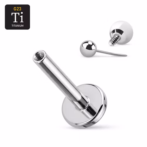 Threadless labret i titan med gängat hål – passar threadless & invändigt gängat (1.2 mm)